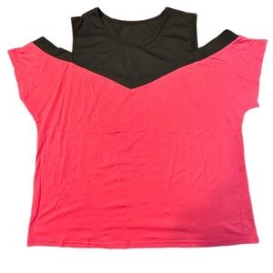 Women’s Stylish Pink and Black Women's Cold Shoulder Knit Top - Size XL - NWOT